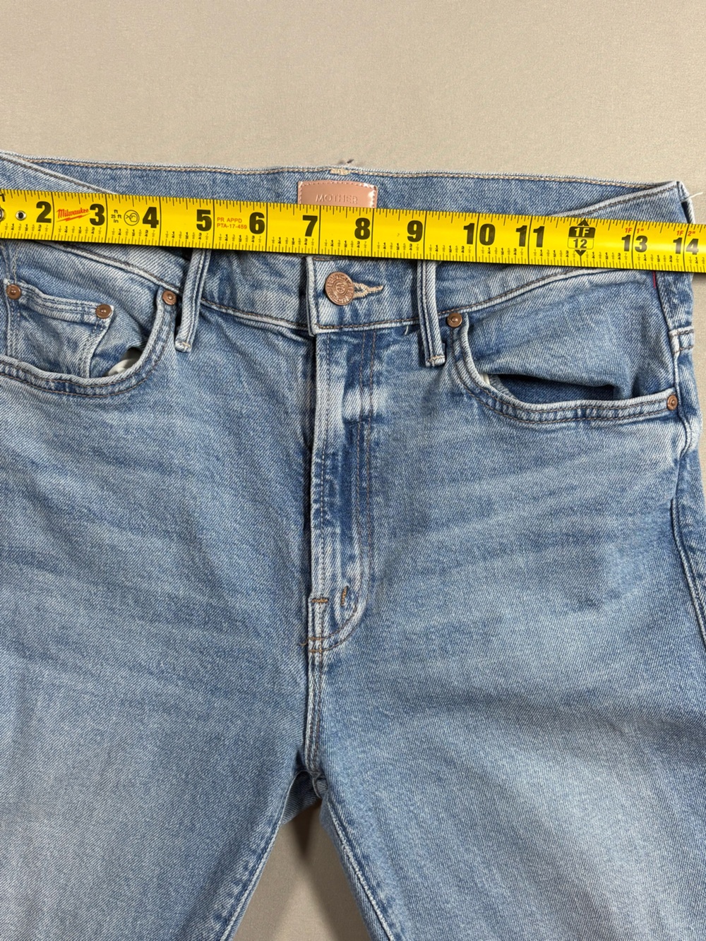 Mother Denim The Insider Sneak Fray Denim Jeans High Rise Straight Leg Size 28 - Picture 7 of 12
